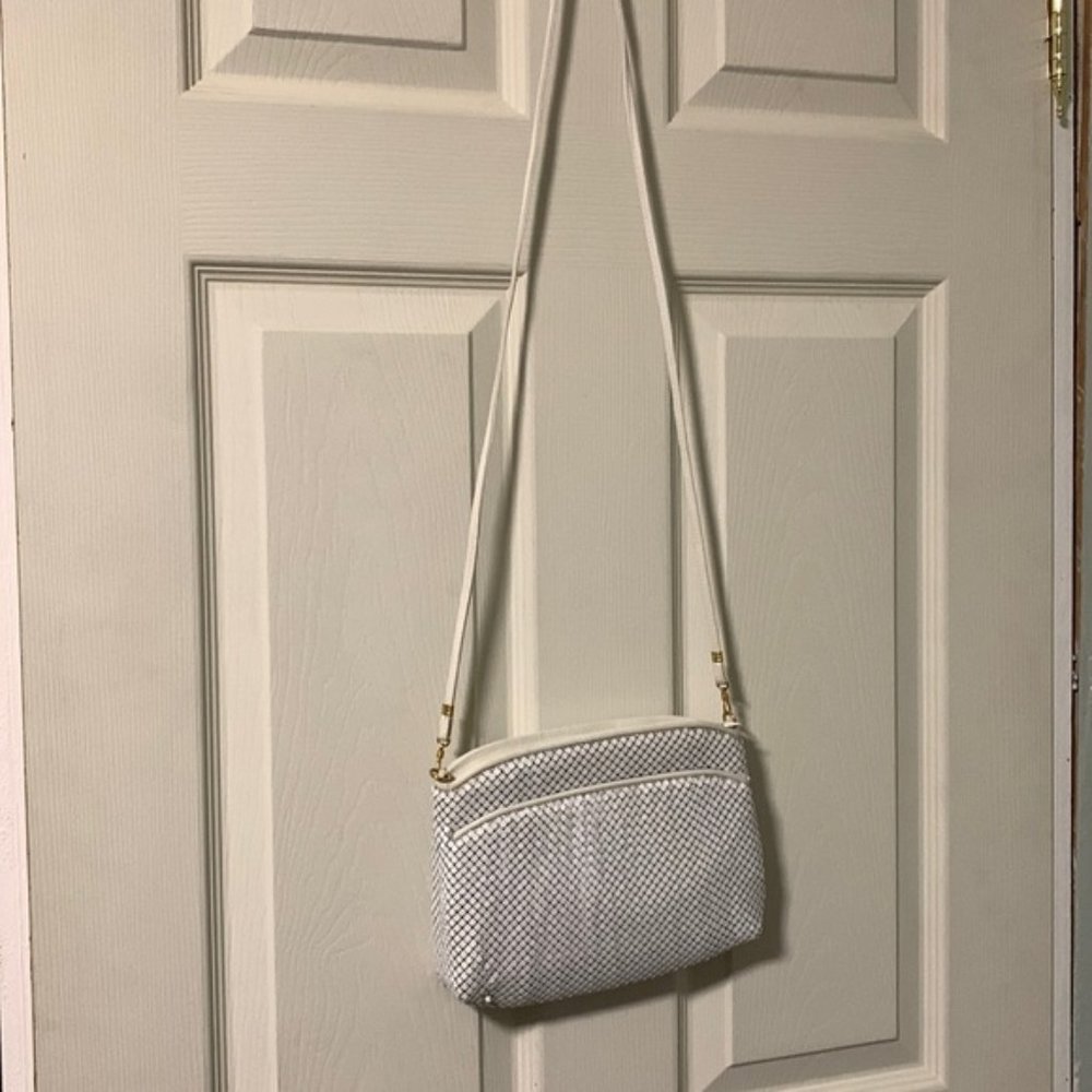 Vintage Whiting & Davis White Chainmail Evening Bag Purse White Metal Mesh
